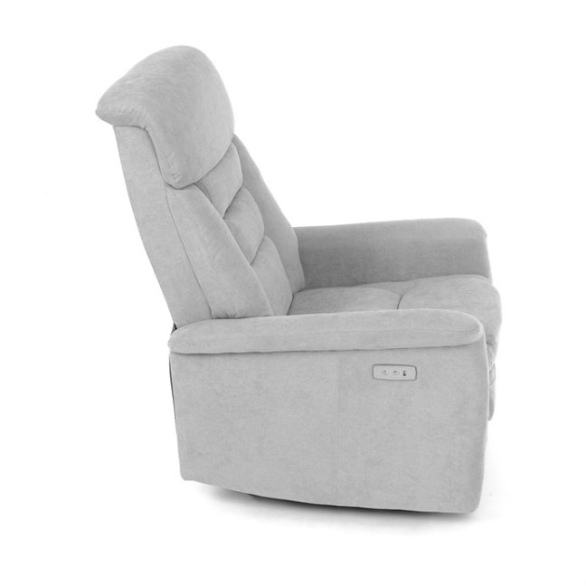 TV křeslo HUGO s elektrickým polohováním — látka, šedá