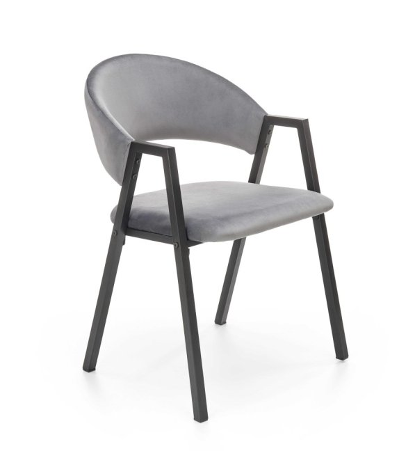 Jídelní křeslo RAMON — kov, samet, šedá