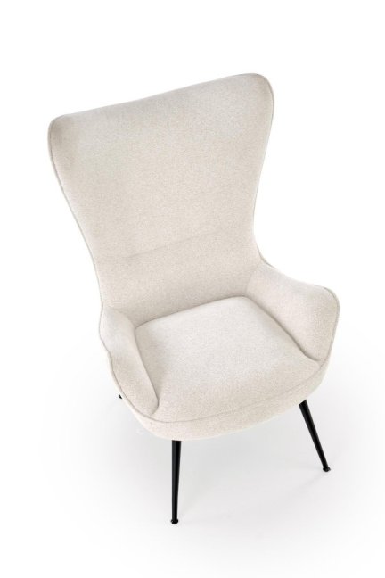 Designové křeslo ušák JUKON — kov, látka, krémová