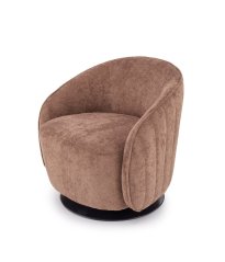 Designové otočné křeslo BASILIO — kov, látka, hnědá