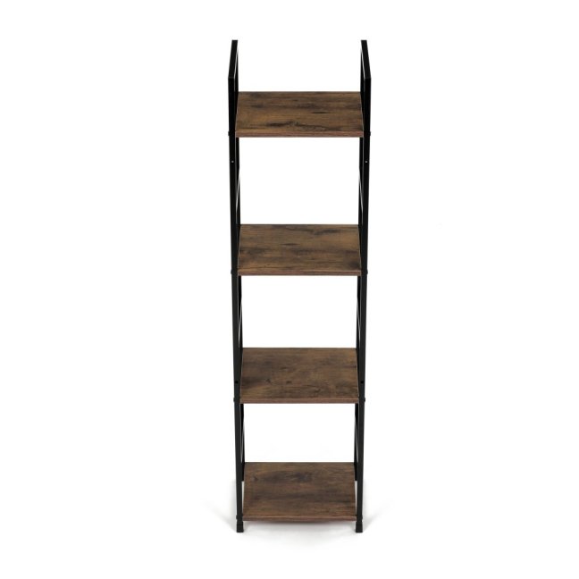 Regál TIREK III — kov, MDF, černá / dekor starého dřeva