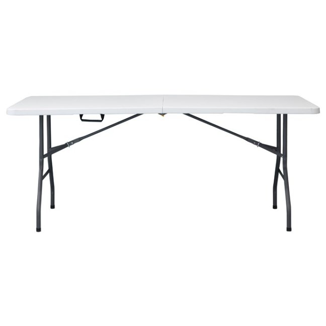 Zahradní skládací stůl AKITA II — 180x70 cm, kov, plast, černá / bílá