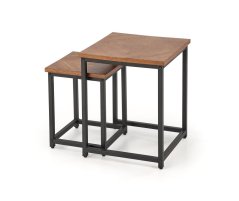 Set 2 konferenčních stolků ELZA — kov, MDF, černá / ořech