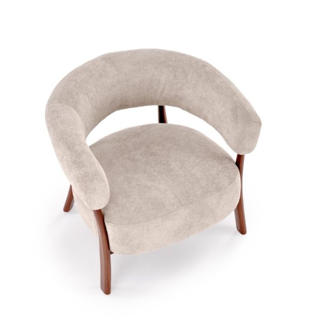 Designové křeslo UDON — kov, látka, cappuccino