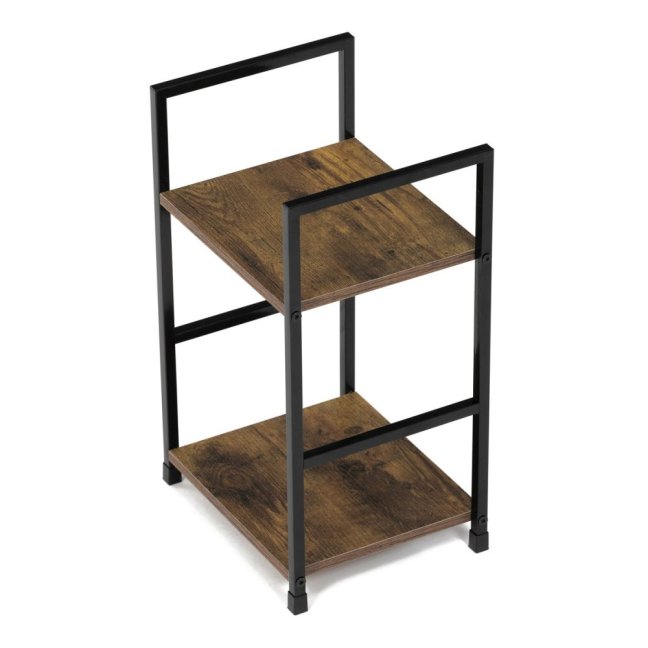 Regál TIREK — kov, MDF, černá / dekor starého dřeva