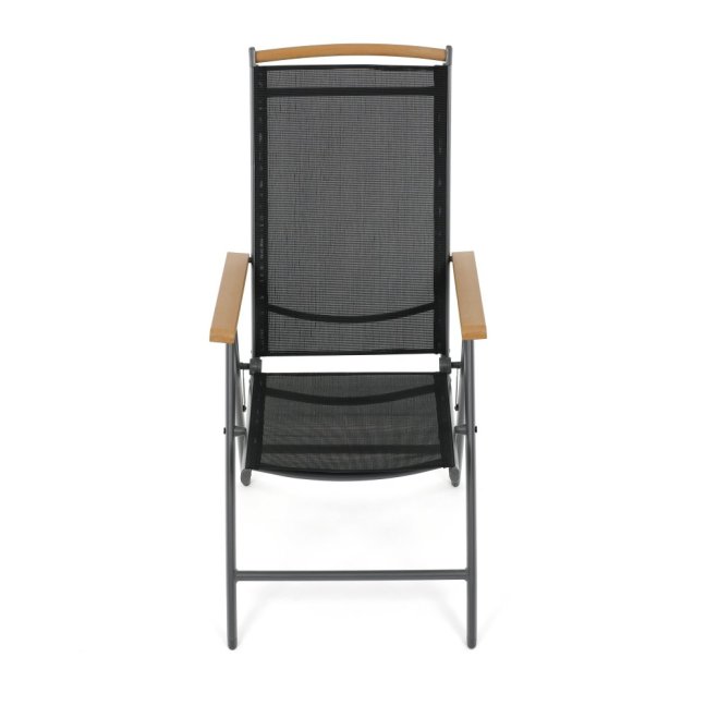 Zahradní skládací křeslo SORA — kov, textil, šedá