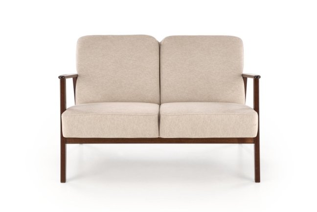 Designová dvojsedačka MILANO — masiv, látka, ořech / béžová