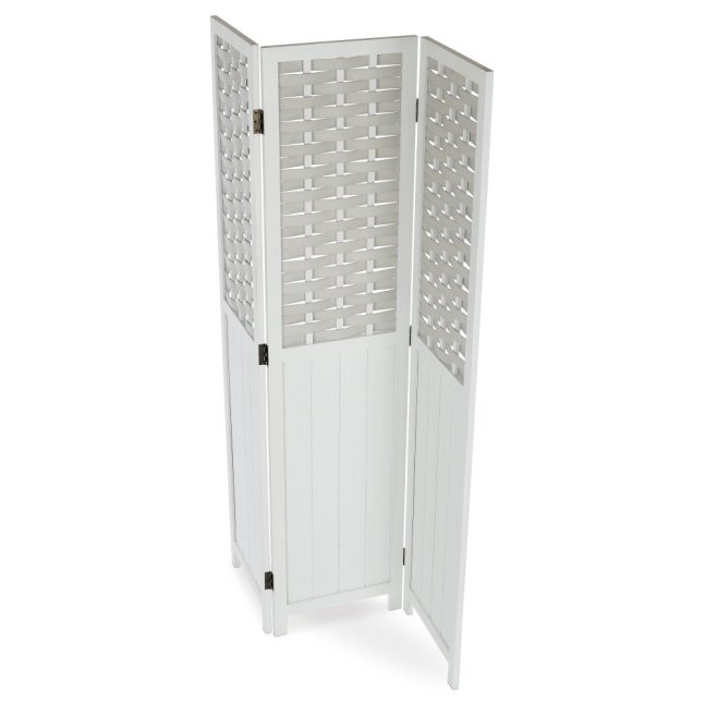 3dílný paravan TAKA — dřevo, bílá