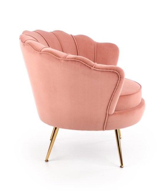 Designové křeslo AMORINITO — kov, látka, zlatá / růžová