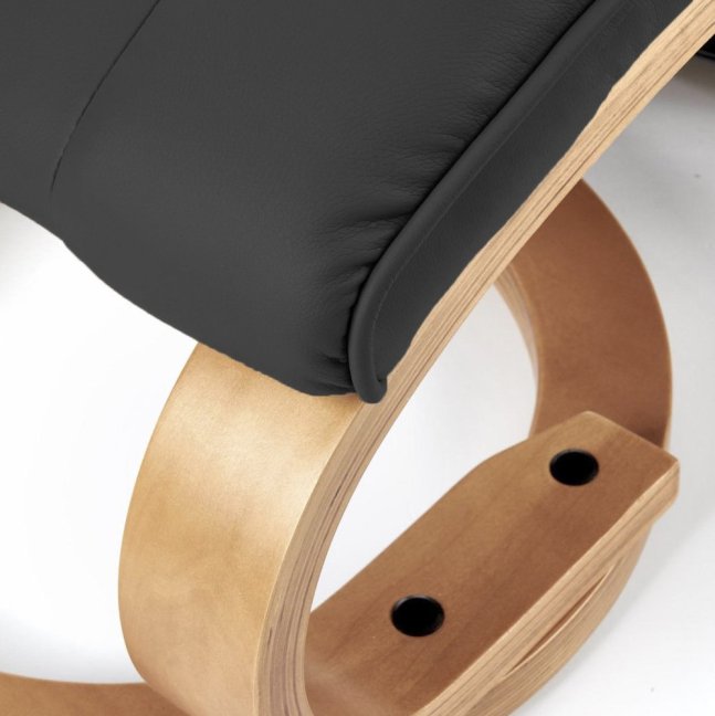 Polohovací masážní křeslo MATADOR — vyhřívání, dřevo, ekokůže, černá (rozbaleno)