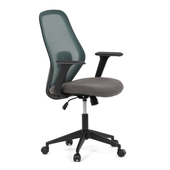 Kancelářská otočná židle DEVIN — látka, černá / zelená