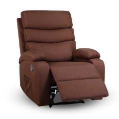 Relaxační polohovací TV křeslo VELORA — látka, hnědá, nosnost 130 kg