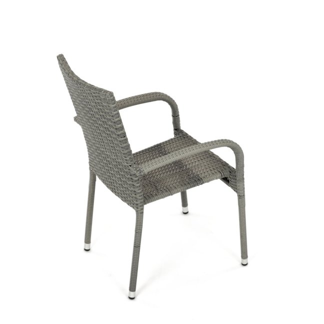 Zahradní křeslo SELEN — kov, umělý ratan, šedá