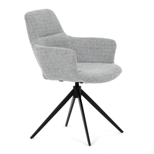 Jídelní otočné křeslo AMOS — kov, látka, šedá