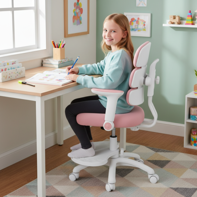 Dětská rostoucí židle Neoseat KIDDY THREE — látka, pratelný potah, růžová