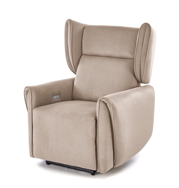 TV křeslo ušák GELATO s elektrickým polohováním — látka, béžová