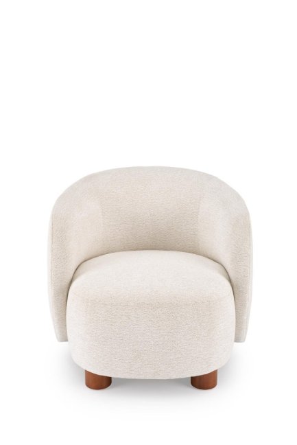 Designové křeslo BAKER — dřevo, látka, krémová