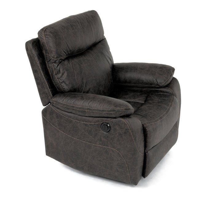 Relaxační křeslo BENNY s elektrickým polohováním — látka, tmavě hnědá