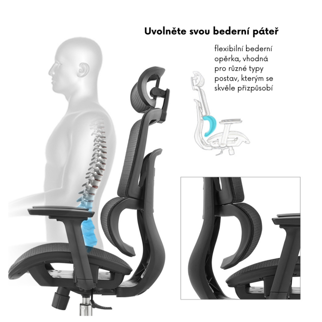 Kancelářská ergonomická židle Neoseat GARY FULLMESH — černá, nosnost 150 kg