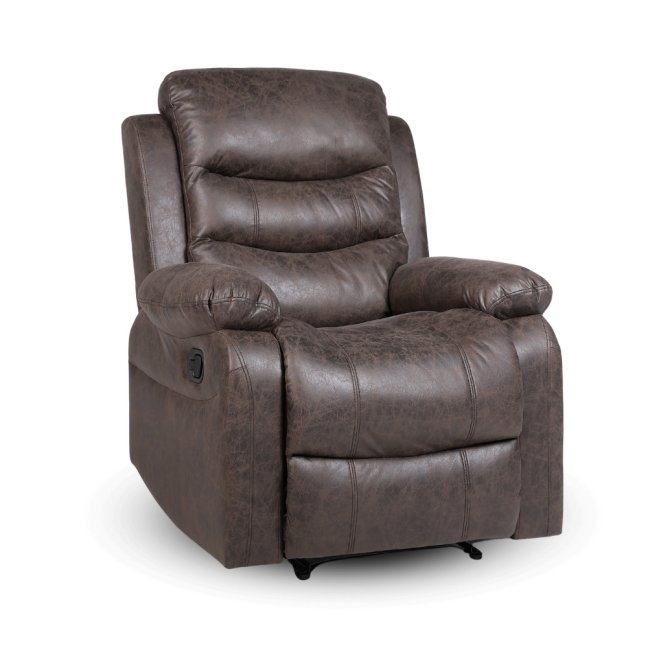 Relaxační polohovací TV křeslo HAVEN — látka, hnědá, nosnost 130 kg