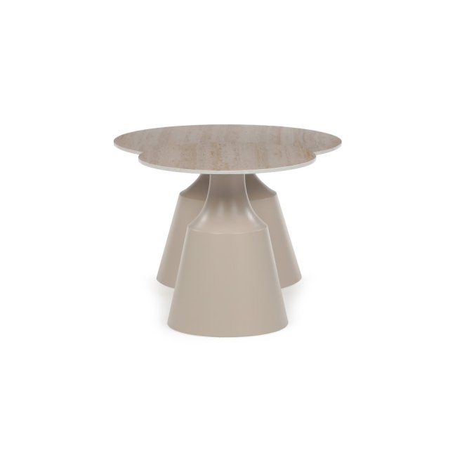 Set 2 konferenčních stolků NOEL I — kov, keramika, travertin / béžová