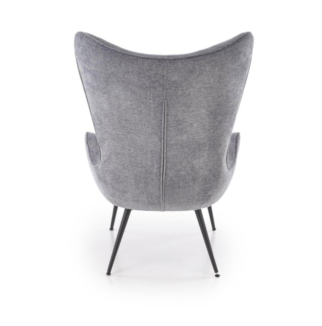 Designové křeslo ušák JUKON — kov, látka, šedá