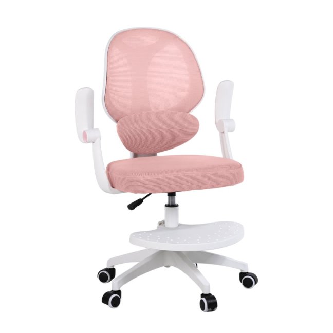 Dětská otočná židle Neoseat JUNI 009 s podnoží — látka, růžová
