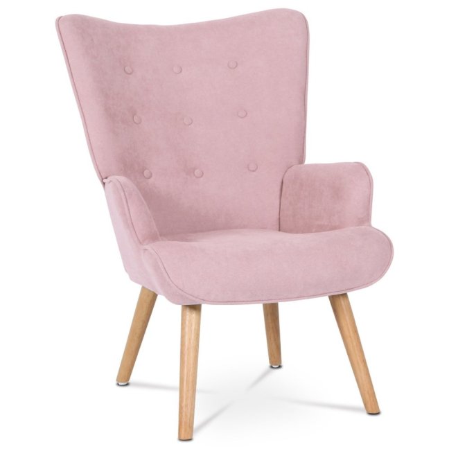Relaxační křeslo ušák BETTY — masiv, látka, růžová