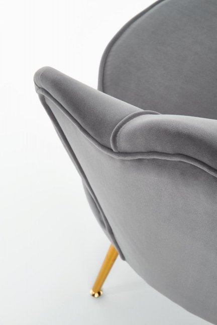 Designové křeslo AMORINITO — kov, látka, zlatá / šedá