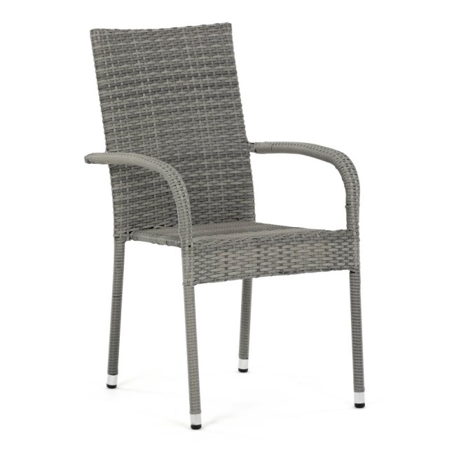 Zahradní křeslo SELEN — kov, umělý ratan, šedá