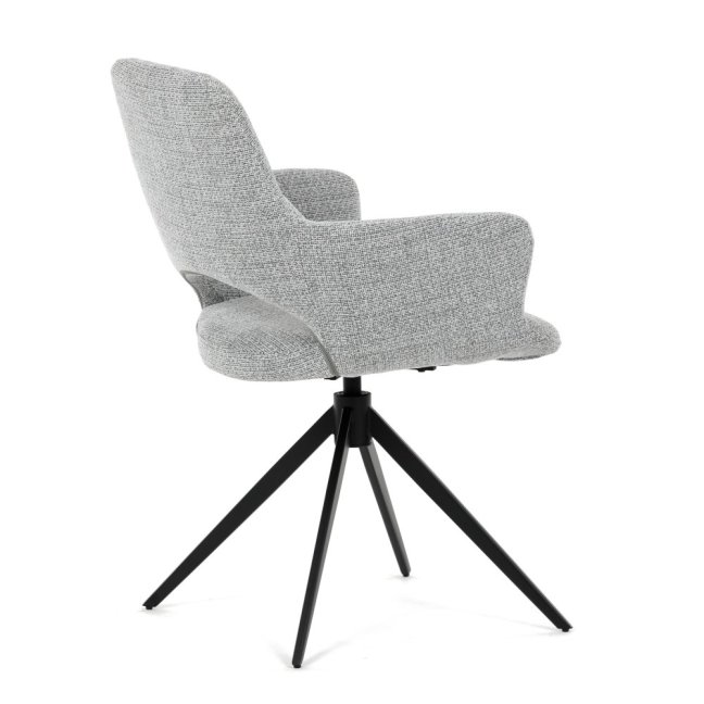Jídelní otočné křeslo AMOS — kov, látka, šedá