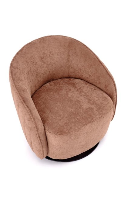 Designové otočné křeslo BASILIO — kov, látka, hnědá