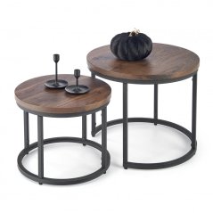 Set 2 konferenčních stolků OREO — kov, MDF, černá / ořech