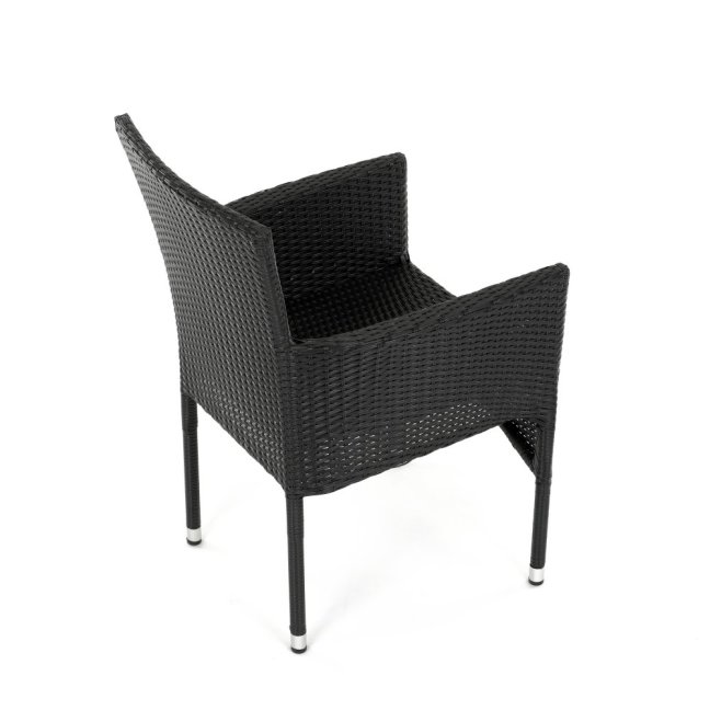 Zahradní křeslo BRIGITA — kov, umělý ratan, černá