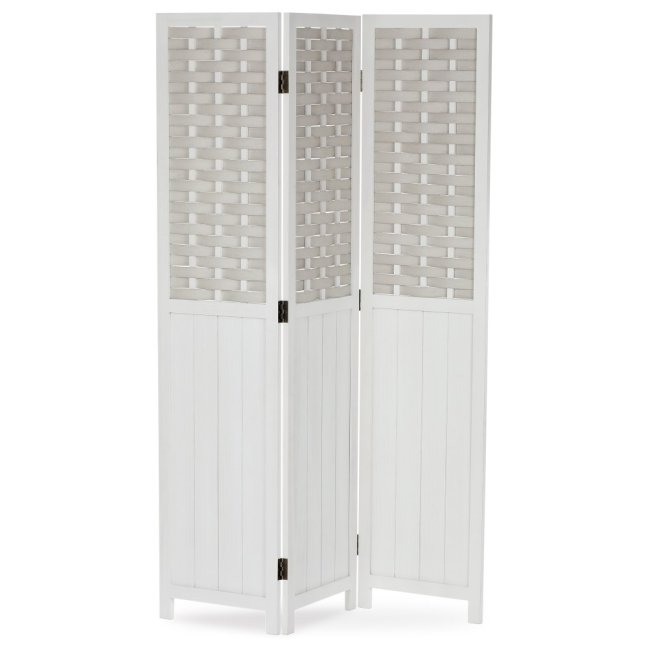 3dílný paravan TAKA — dřevo, bílá