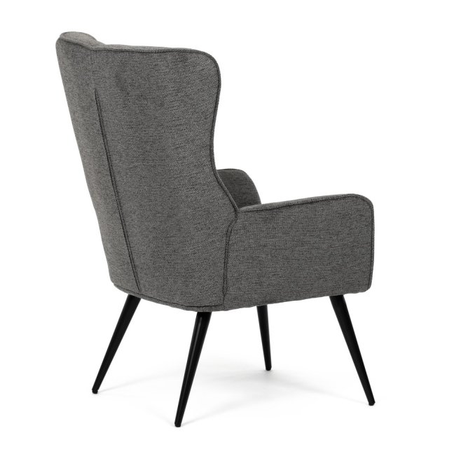 Relaxační křeslo ušák LOYD — látka, černá / šedá