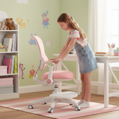 Dětská rostoucí židle Neoseat JUNI 006 — látka, pratelný potah, růžová