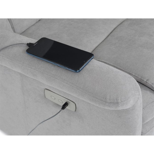 TV křeslo HUGO s elektrickým polohováním — látka, šedá