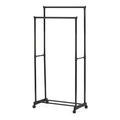 Stojanový věšák TRIS III s kolečky — kov, černá