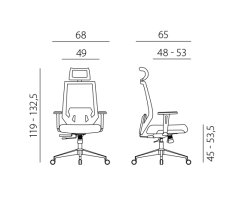 Kancelářská ergonomická židle EDGE NET — síť / látka, černá, nosnost 150 kg