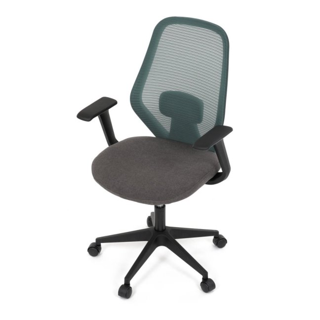 Kancelářská otočná židle DEVIN — látka, černá / zelená