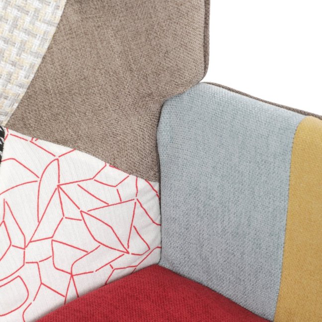 Relaxační křeslo ušák s taburetem ROYAL II — kov, voděodolná látka, patchwork