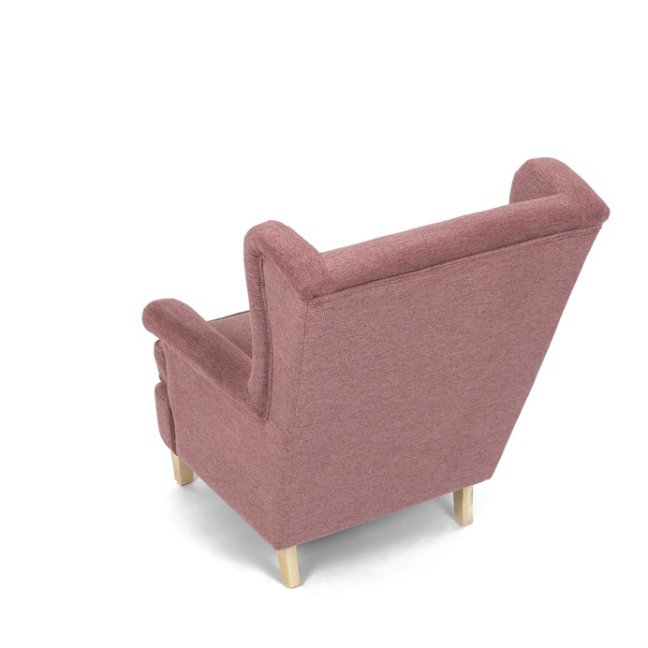 Relaxační křeslo ušák MAVEN — masiv, látka, přírodní / růžová