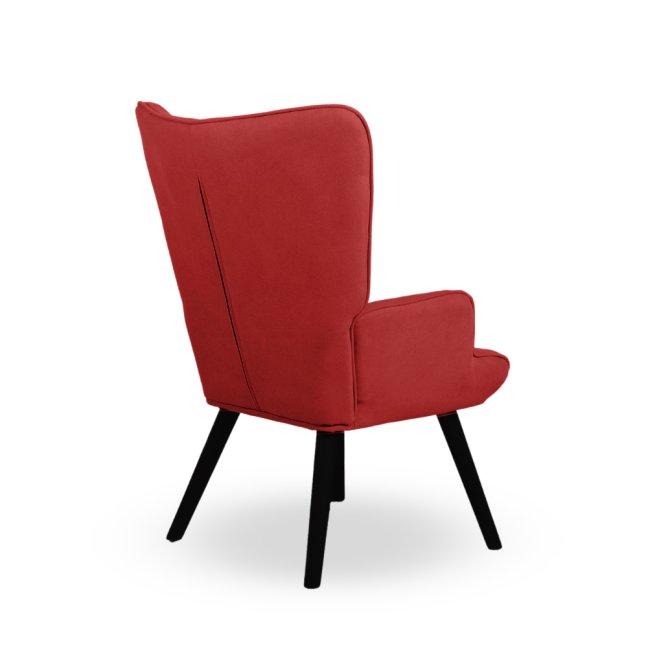 Křeslo ušák CORDU + taburet — masiv, látka, černá / červená