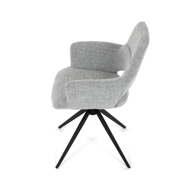 Jídelní otočné křeslo AMOS — kov, látka, šedá