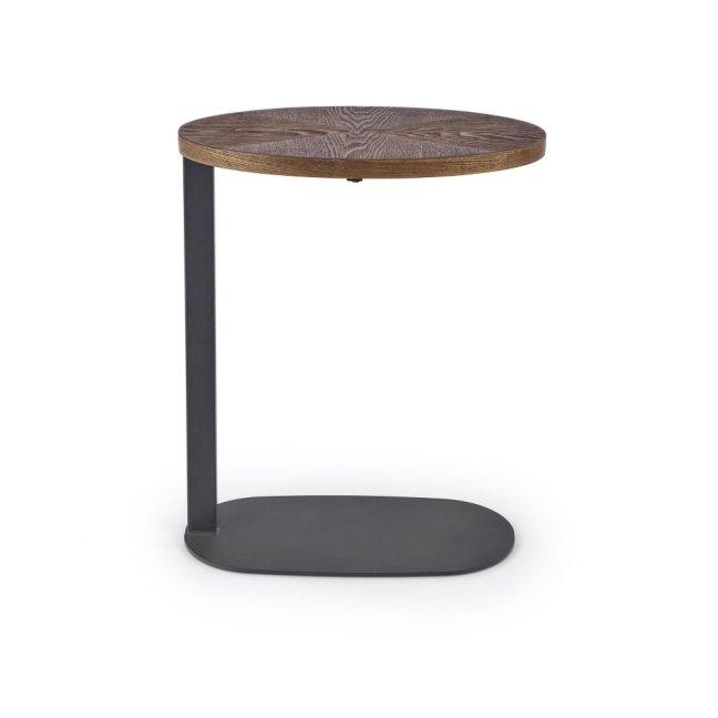 Konferenční stolek DELPHI — 48x26x58 cm, kov, MDF, černá / dekor ořech