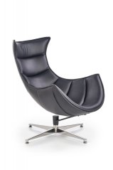 Otočné designové křeslo LUXOR — kov, kůže, černá