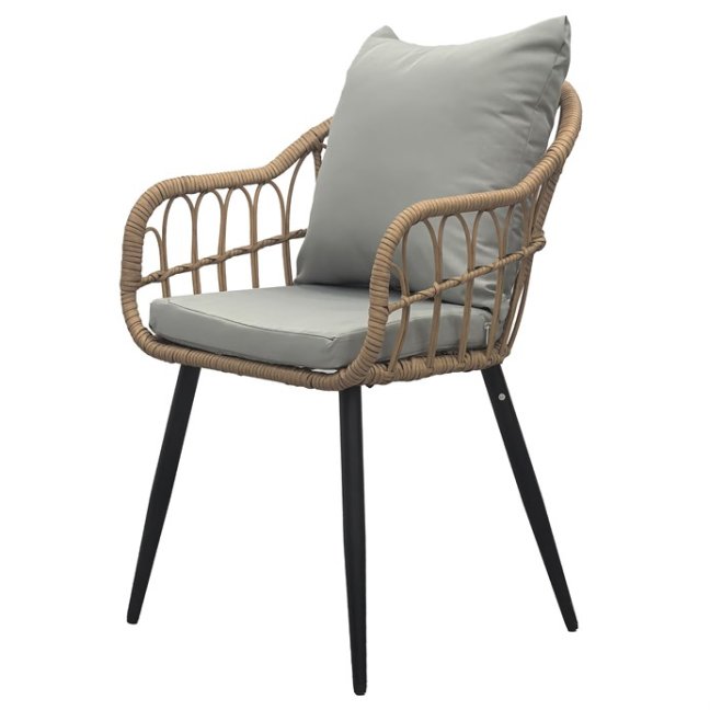 Zahradní křeslo AGATA — kov, umělý ratan, černá / přírodní