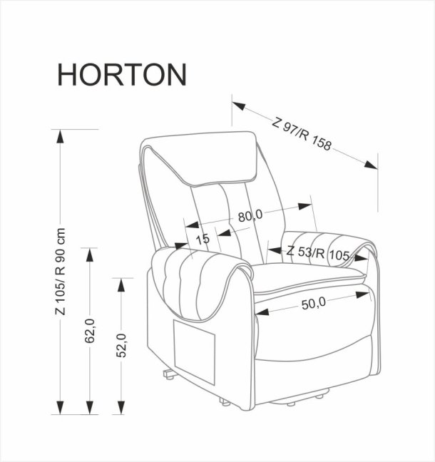 Relaxační křeslo HORTON s elektrickým polohováním — látka, béžová