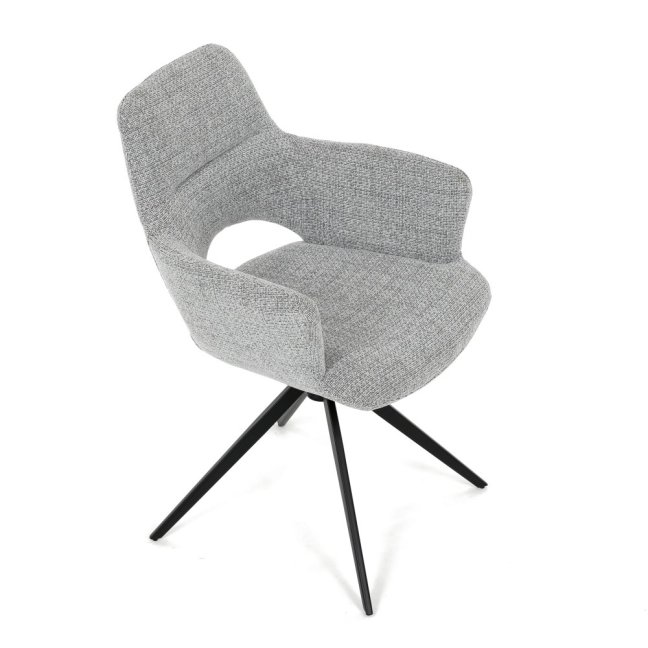 Jídelní otočné křeslo AMOS — kov, látka, šedá